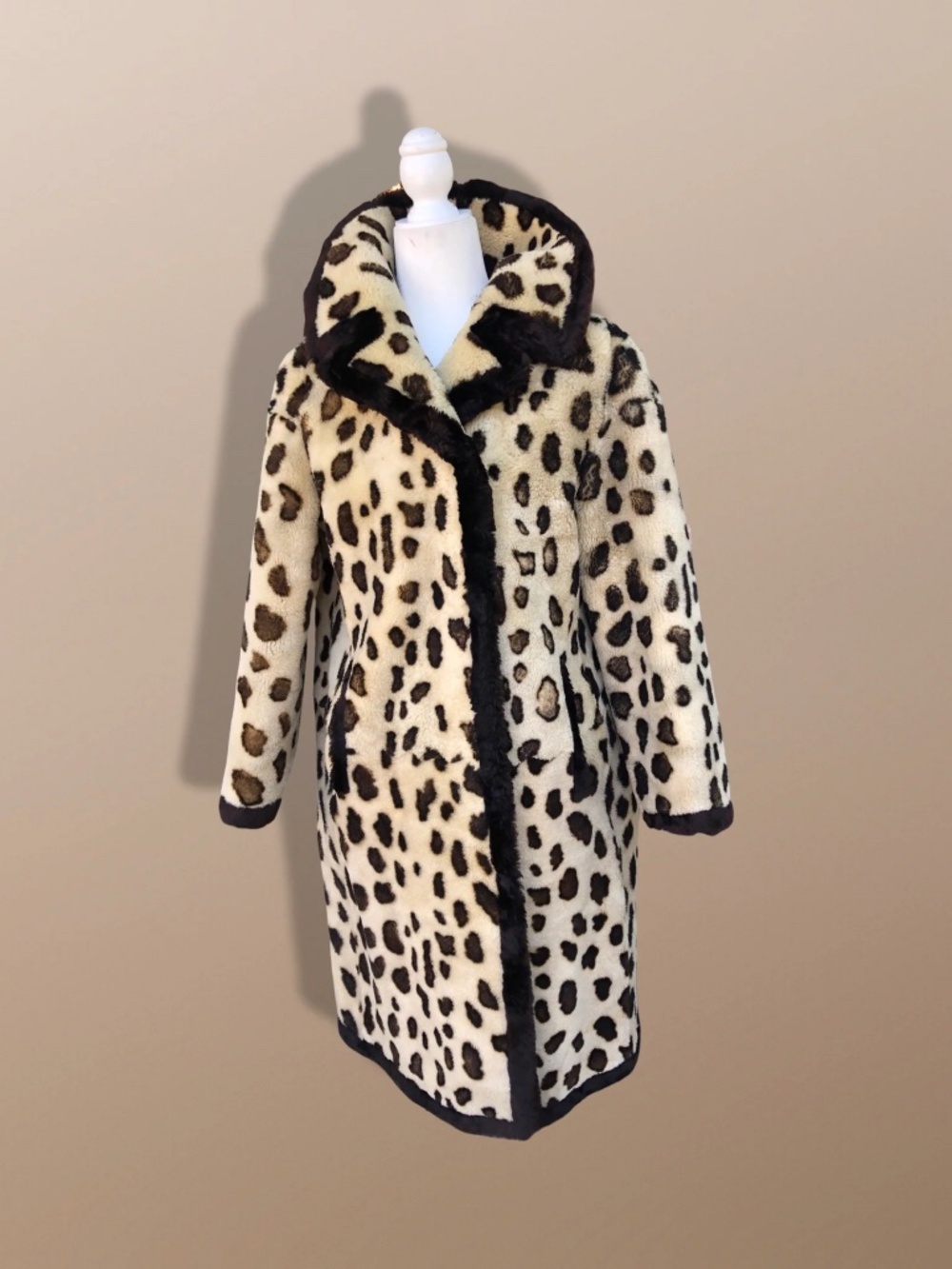 Vintage Sheepskin Dyed Spotted Coat Boho Punk Perfect Winter Fall Faux Leopard